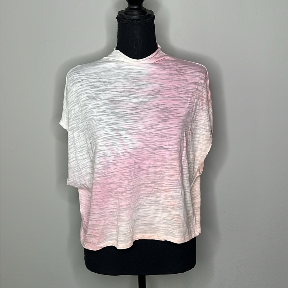 Chaser Slub Jersey Mock Neck Sleeveless Dolman Tee in Pink Ombre Size Small NWT